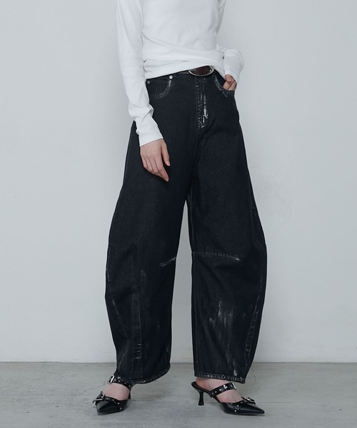 le ELMi(ルエルミ)の「Foil paint curve denim pants / ホイルペイントカーブデニムパンツ(デニムパンツ・レディース・ブラック/ライトブルー/ブルー・S/M)」の15枚目の写真
