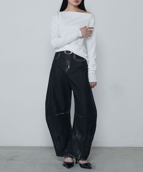 le ELMi(ルエルミ)の「Foil paint curve denim pants / ホイルペイントカーブデニムパンツ(デニムパンツ・レディース・ブラック/ライトブルー/ブルー・S/M)」の16枚目の写真