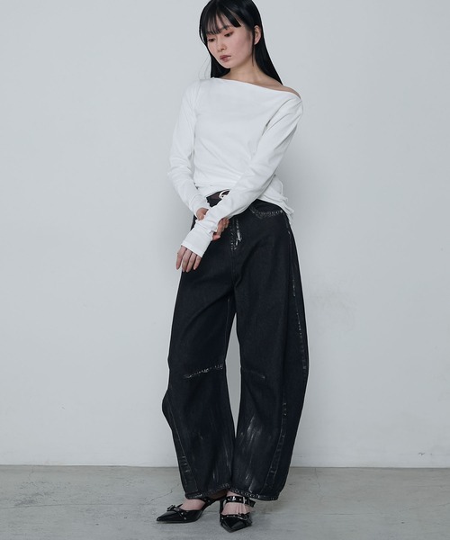 le ELMi(ルエルミ)の「Foil paint curve denim pants / ホイルペイントカーブデニムパンツ(デニムパンツ・レディース・ブラック/ライトブルー/ブルー・S/M)」の17枚目の写真