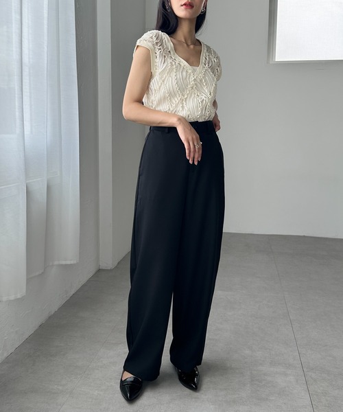 RANAN（ラナン）の「【4サイズ展開】きれいめ素材カーブスラックス（その他パンツ・レディース・ブラック/アイボリー/グレー/ベージュ・LL/L/M/S）」の8枚目の写真