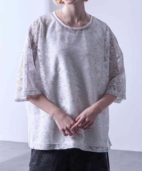 Loose/ルース（ルース）の「シアーペイズリープルオーバーTシャツ（Tシャツ/カットソー・メンズ・ブラック/グレイッシュブルー/ホワイト・XS/S/M/L）」の5枚目の写真