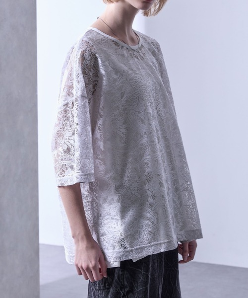 Loose/ルース（ルース）の「シアーペイズリープルオーバーTシャツ（Tシャツ/カットソー・メンズ・ブラック/グレイッシュブルー/ホワイト・XS/S/M/L）」の7枚目の写真