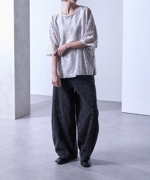 Loose/ルース（ルース）の「シアーペイズリープルオーバーTシャツ（Tシャツ/カットソー・メンズ・ブラック/グレイッシュブルー/ホワイト・XS/S/M/L）」の10枚目の写真