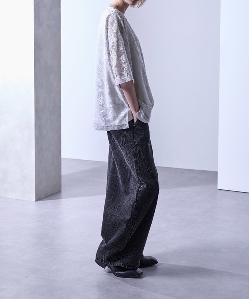 Loose/ルース（ルース）の「シアーペイズリープルオーバーTシャツ（Tシャツ/カットソー・メンズ・ブラック/グレイッシュブルー/ホワイト・XS/S/M/L）」の11枚目の写真