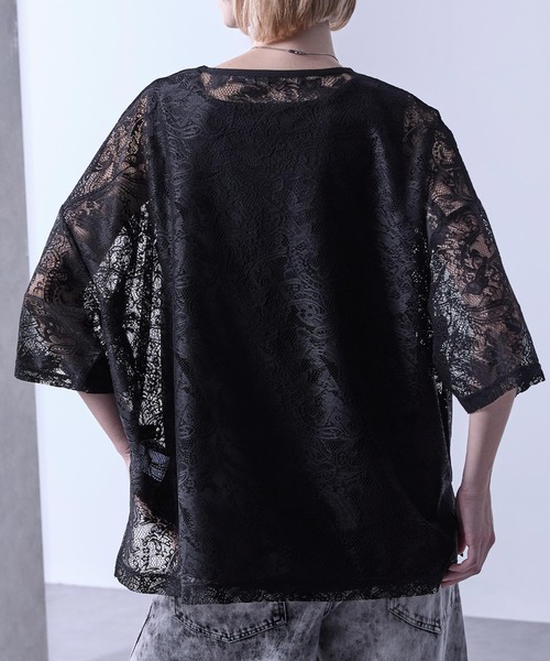 Loose/ルース（ルース）の「シアーペイズリープルオーバーTシャツ（Tシャツ/カットソー・メンズ・ブラック/グレイッシュブルー/ホワイト・XS/S/M/L）」の15枚目の写真