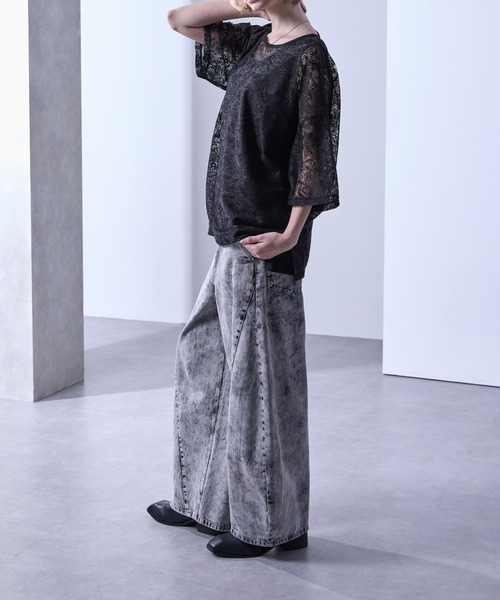 Loose/ルース（ルース）の「シアーペイズリープルオーバーTシャツ（Tシャツ/カットソー・メンズ・ブラック/グレイッシュブルー/ホワイト・XS/S/M/L）」の18枚目の写真