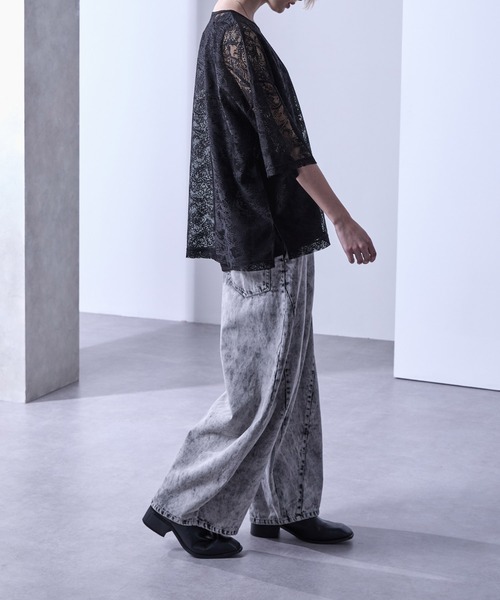 Loose/ルース（ルース）の「シアーペイズリープルオーバーTシャツ（Tシャツ/カットソー・メンズ・ブラック/グレイッシュブルー/ホワイト・XS/S/M/L）」の20枚目の写真