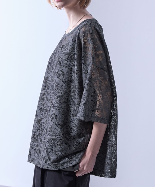 Loose/ルース（ルース）の「シアーペイズリープルオーバーTシャツ（Tシャツ/カットソー・メンズ・ブラック/グレイッシュブルー/ホワイト・XS/S/M/L）」の22枚目の写真