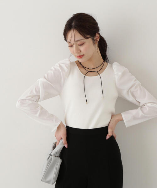 PROPORTION BODY DRESSING(プロポーションボディドレッシング)の「ボリュームスリーブニット / 1215170208(ニット/セーター・レディース・ホワイト/ブラック・FREE)」の3枚目の写真