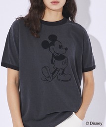 追加1【GOOD ROCK SPEED / グッドロックスピード】フロッキープリント / ミッキー / Disney /ディズニー / リンガーT / プリントTシャツ【WEB限定】