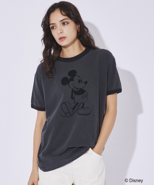【GOOD ROCK SPEED】MICKEY フロッキープリントリンガーT GOOD ROCK SPEED / グッドロックスピード】フロッキープリント