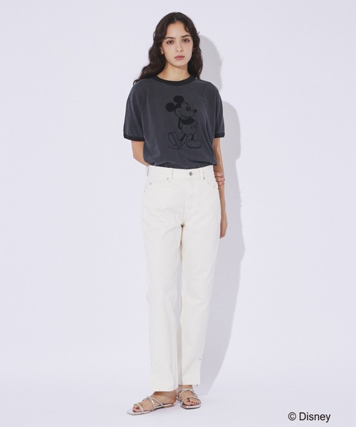 【GOOD ROCK SPEED / グッドロックスピード】フロッキープリント / ミッキー / Disney /ディズニー / リンガーT / プリントTシャツ【WEB限定】（Tシャツ/カットソー）｜GOOD ROCK SPEED（グッドロックスピード）