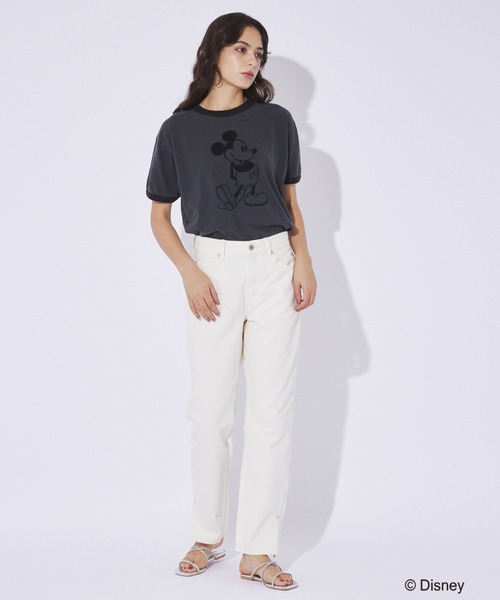 【GOOD ROCK SPEED / グッドロックスピード】フロッキープリント / ミッキー / Disney /ディズニー / リンガーT / プリントTシャツ【WEB限定】（Tシャツ/カットソー）｜GOOD ROCK SPEED（グッドロックスピード）