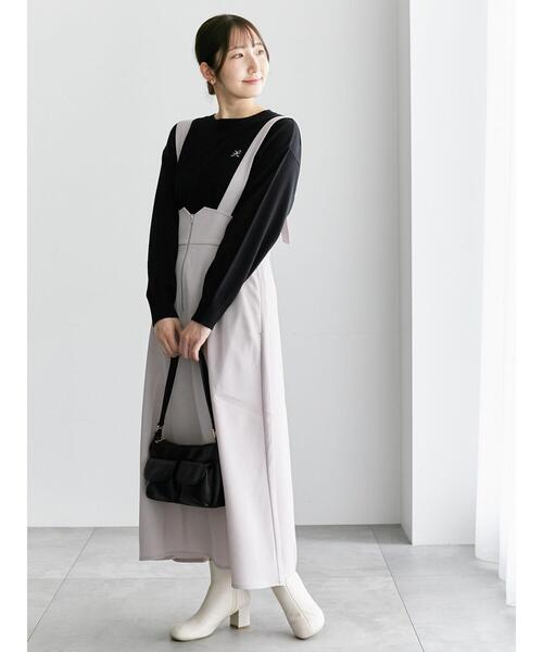 Te chichi TERRASSE(テチチテラス)の「フロントジップジャンパースカート(ワンピース・レディース・ブラック/チャコールグレー/グレー・F)」の3枚目の写真