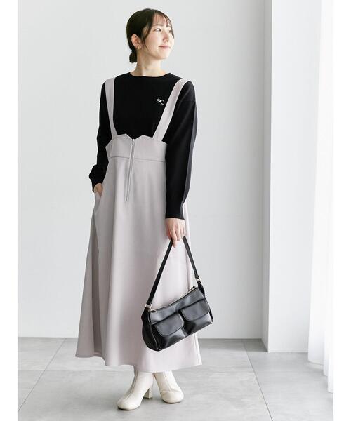 Te chichi TERRASSE(テチチテラス)の「フロントジップジャンパースカート(ワンピース・レディース・ブラック/チャコールグレー/グレー・F)」の4枚目の写真