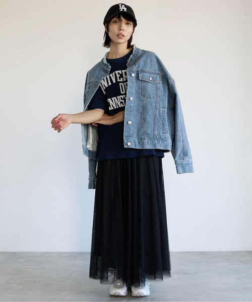 SOTT(ソット)の「Collarless Denim Jacket ノーカラーデニムジャケット(ノーカラージャケット・レディース・インディゴブルー/ケミカルウォッシュ・FREE)」の7枚目の写真