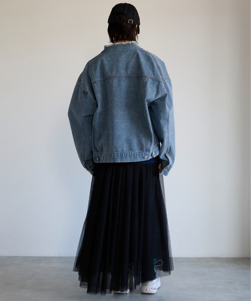 セール】Collarless Denim Jacket ノーカラーデニムジャケット