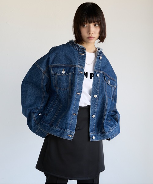 セール】Collarless Denim Jacket ノーカラーデニムジャケット