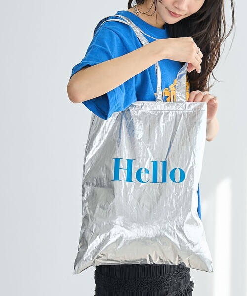 coen(コーエン)の「HELLO TOTE/ハローロゴトートバッグ(ショルダーバッグ・レディース・シルバー/ライトブルー/ベージュ/オレンジ/イエロー・FREE)」の5枚目の写真