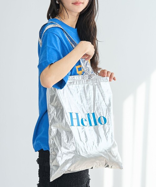 coen(コーエン)の「HELLO TOTE/ハローロゴトートバッグ(ショルダーバッグ・レディース・シルバー/ライトブルー/ベージュ/オレンジ/イエロー・FREE)」の6枚目の写真