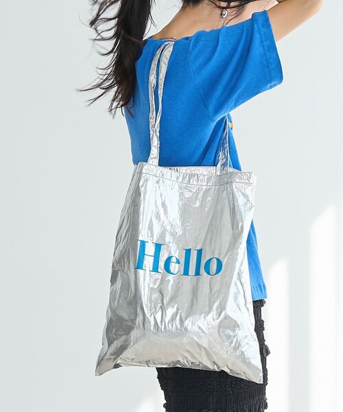 coen(コーエン)の「HELLO TOTE/ハローロゴトートバッグ(ショルダーバッグ・レディース・シルバー/ライトブルー/ベージュ/オレンジ/イエロー・FREE)」の7枚目の写真