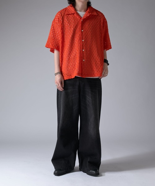 Lui's（ルイス）の「ウエイブレースボリュームs/sシャツ（シャツ/ブラウス・メンズ・オレンジ/ホワイト/ブラック・S/M）」の19枚目の写真