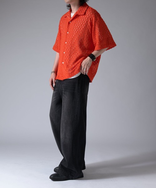 Lui's（ルイス）の「ウエイブレースボリュームs/sシャツ（シャツ/ブラウス・メンズ・オレンジ/ホワイト/ブラック・S/M）」の20枚目の写真