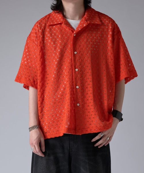 Lui's（ルイス）の「ウエイブレースボリュームs/sシャツ（シャツ/ブラウス・メンズ・オレンジ/ホワイト/ブラック・S/M）」の15枚目の写真