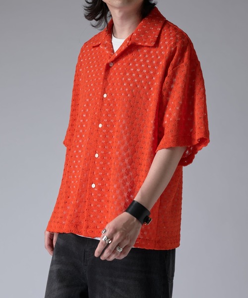 Lui's（ルイス）の「ウエイブレースボリュームs/sシャツ（シャツ/ブラウス・メンズ・オレンジ/ホワイト/ブラック・S/M）」の16枚目の写真