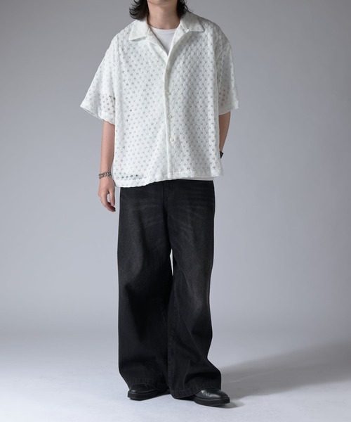 Lui's（ルイス）の「ウエイブレースボリュームs/sシャツ（シャツ/ブラウス・メンズ・オレンジ/ホワイト/ブラック・S/M）」の7枚目の写真