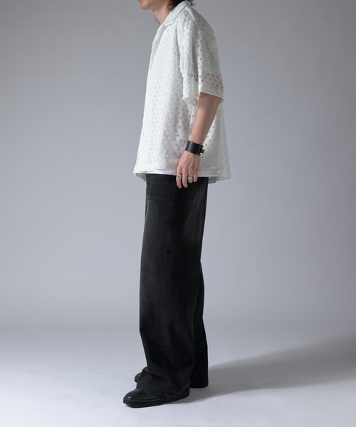 Lui's（ルイス）の「ウエイブレースボリュームs/sシャツ（シャツ/ブラウス・メンズ・オレンジ/ホワイト/ブラック・S/M）」の8枚目の写真