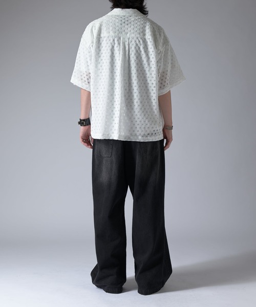 Lui's（ルイス）の「ウエイブレースボリュームs/sシャツ（シャツ/ブラウス・メンズ・オレンジ/ホワイト/ブラック・S/M）」の9枚目の写真