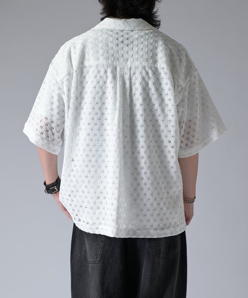 Lui's（ルイス）の「ウエイブレースボリュームs/sシャツ（シャツ/ブラウス・メンズ・オレンジ/ホワイト/ブラック・S/M）」の6枚目の写真