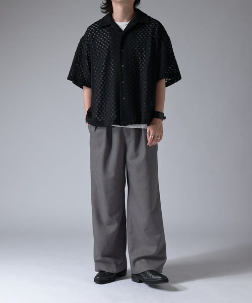 Lui's（ルイス）の「ウエイブレースボリュームs/sシャツ（シャツ/ブラウス・メンズ・オレンジ/ホワイト/ブラック・S/M）」の12枚目の写真