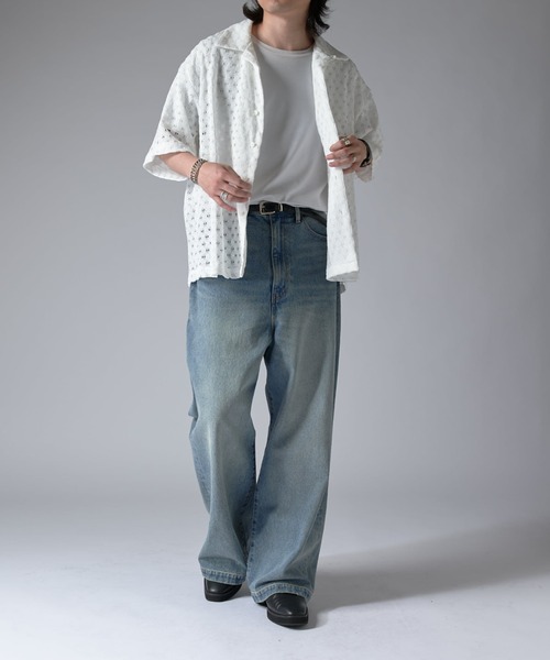 Lui's（ルイス）の「ウエイブレースボリュームs/sシャツ（シャツ/ブラウス・メンズ・オレンジ/ホワイト/ブラック・S/M）」の21枚目の写真