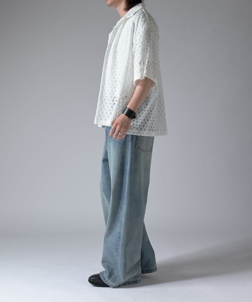 Lui's（ルイス）の「ウエイブレースボリュームs/sシャツ（シャツ/ブラウス・メンズ・オレンジ/ホワイト/ブラック・S/M）」の22枚目の写真