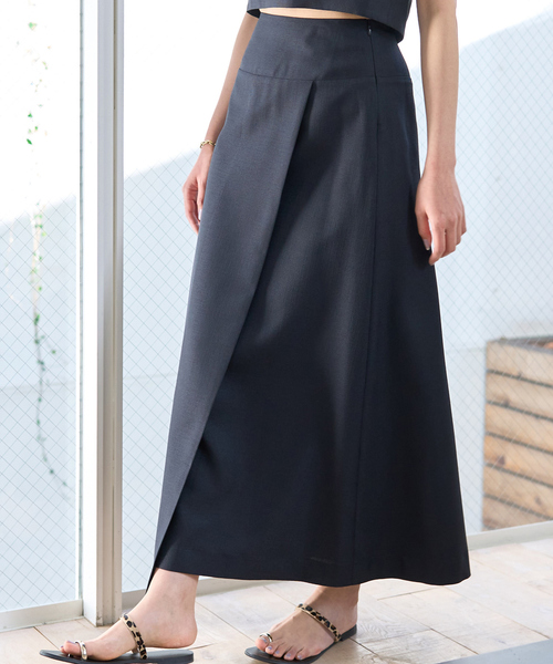 Rouge vif（ルージュヴィフ）の「【セットアップ対応】巻風ロングスカート（スカート・レディース・ブラック/アイボリー・38/36）」の2枚目の写真