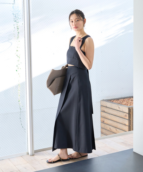 Rouge vif（ルージュヴィフ）の「【セットアップ対応】巻風ロングスカート（スカート・レディース・ブラック/アイボリー・38/36）」の10枚目の写真