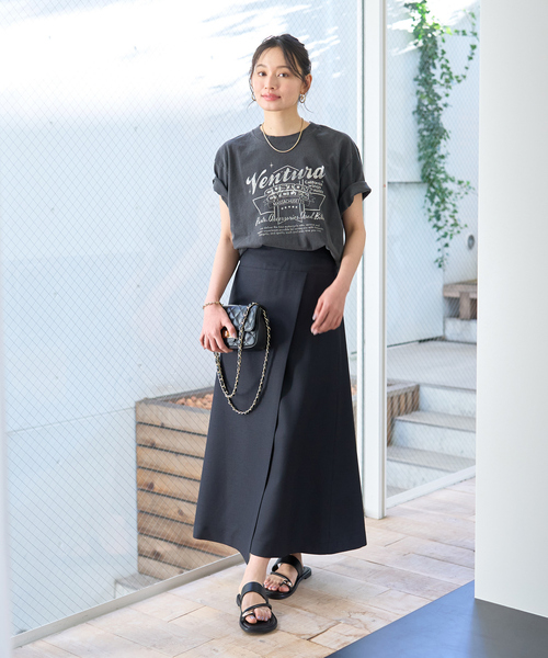 Rouge vif（ルージュヴィフ）の「【セットアップ対応】巻風ロングスカート（スカート・レディース・ブラック/アイボリー・38/36）」の7枚目の写真