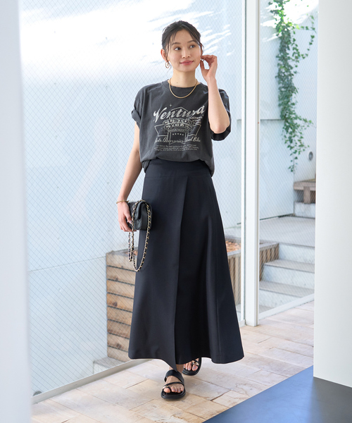 Rouge vif（ルージュヴィフ）の「【セットアップ対応】巻風ロングスカート（スカート・レディース・ブラック/アイボリー・38/36）」の6枚目の写真