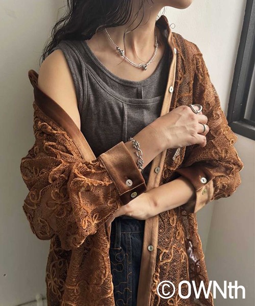 OWNth（オンス）の「モールレースシャツトップス（シャツ/ブラウス・レディース・アイボリー/ブラウン/ブラック・ONESIZE）」の3枚目の写真