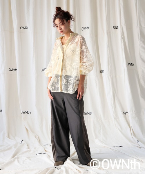 OWNth（オンス）の「モールレースシャツトップス（シャツ/ブラウス・レディース・アイボリー/ブラウン/ブラック・ONESIZE）」の4枚目の写真