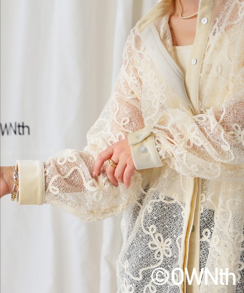 OWNth（オンス）の「モールレースシャツトップス（シャツ/ブラウス・レディース・アイボリー/ブラウン/ブラック・ONESIZE）」の5枚目の写真
