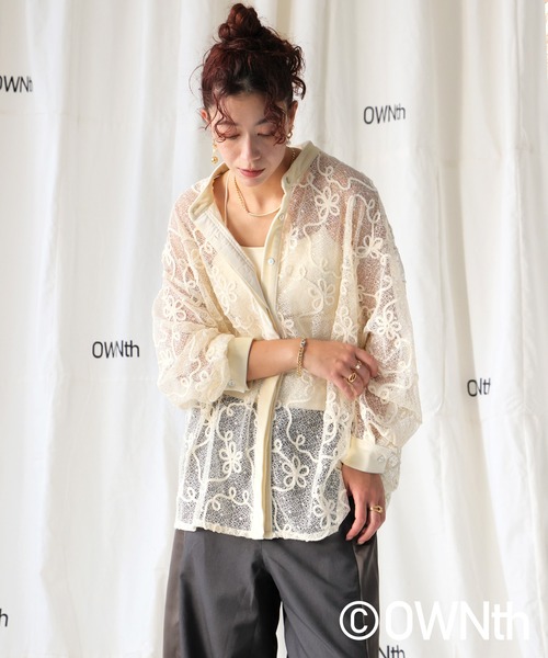 OWNth（オンス）の「モールレースシャツトップス（シャツ/ブラウス・レディース・アイボリー/ブラウン/ブラック・ONESIZE）」の6枚目の写真