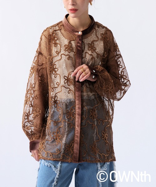 OWNth（オンス）の「モールレースシャツトップス（シャツ/ブラウス・レディース・アイボリー/ブラウン/ブラック・ONESIZE）」の22枚目の写真