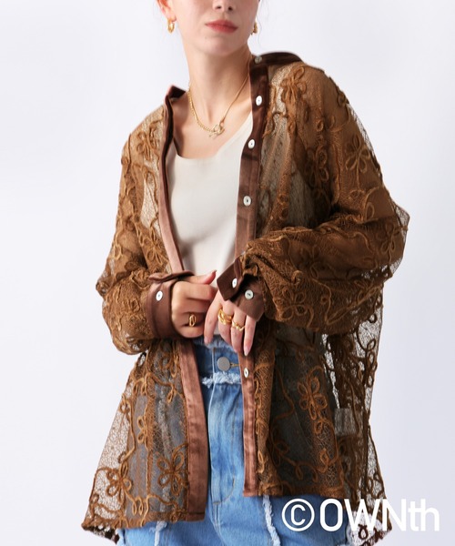 OWNth（オンス）の「モールレースシャツトップス（シャツ/ブラウス・レディース・アイボリー/ブラウン/ブラック・ONESIZE）」の14枚目の写真