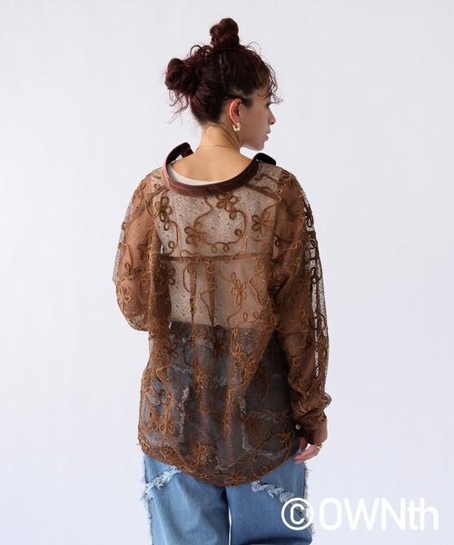 OWNth（オンス）の「モールレースシャツトップス（シャツ/ブラウス・レディース・アイボリー/ブラウン/ブラック・ONESIZE）」の16枚目の写真