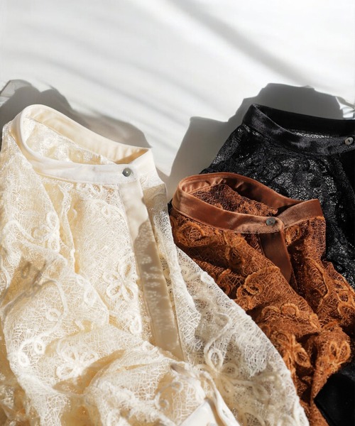 OWNth（オンス）の「モールレースシャツトップス（シャツ/ブラウス・レディース・アイボリー/ブラウン/ブラック・ONESIZE）」の17枚目の写真