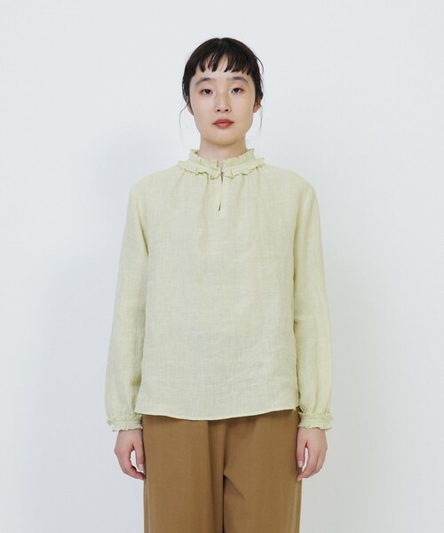 LOISIR(ロワズィール)の「グランジリネン裁ち切りフリルカラーブラウス(シャツ/ブラウス・レディース・オフホワイト/ライム・FREE)」の17枚目の写真