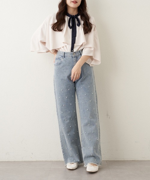 Another Branch olive des olive(アナザーブランチオリーブデオリーブ)の「【女性らしさたっぷり!】【WEB限定】配色ケープボウタイブラウス(シャツ/ブラウス・レディース・ネイビー/オフホワイト/アイボリー・FREE)」の16枚目の写真